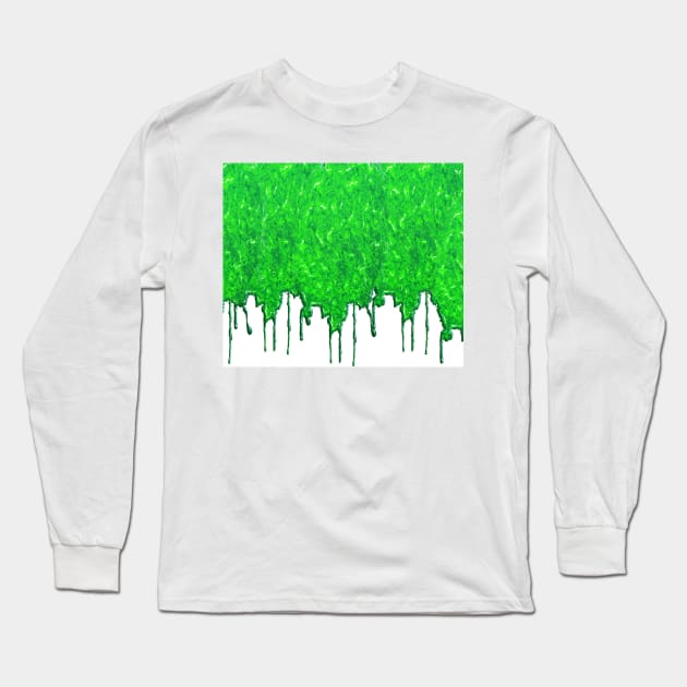 Green Slime Drip Texture Long Sleeve T-Shirt by saradaboru